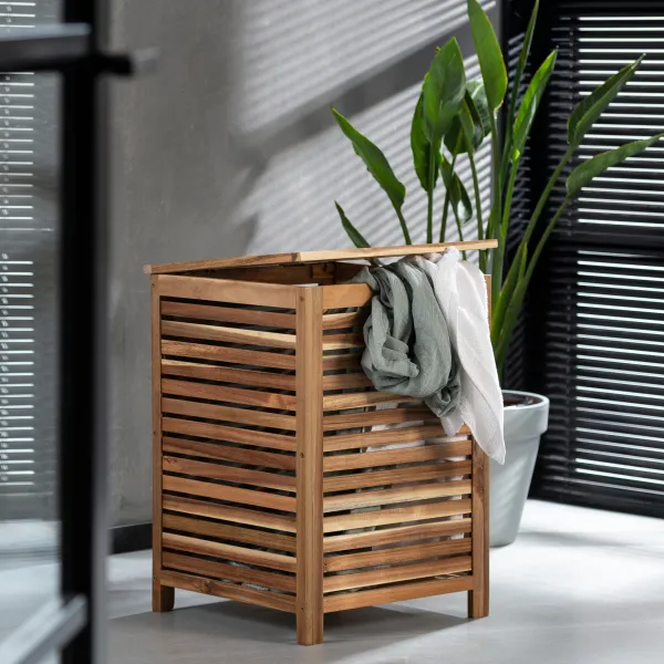 Acacia Cesto Roupa Suja Luxe Preto, Natural>CASA Cheap