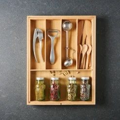 Bamboo Organizador Gaveta Extens Vel Natural><noscript><img width=