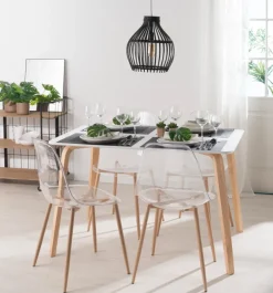 Ice Cadeira Sala De Jantar Transparente, Natural><noscript><img width=