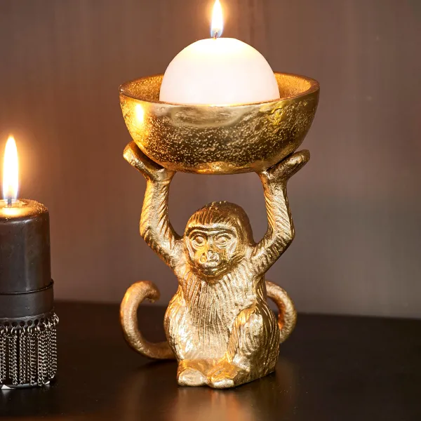 Monkey Porta-Velas Para Lamparinas Dourado>CASA Flash Sale