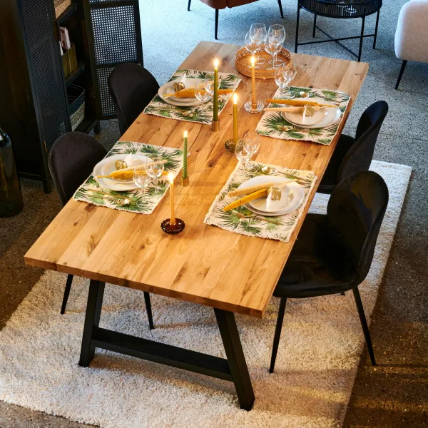 New Oak Mesa De Jantar Com Pernas Em A De Metal>CASA Best