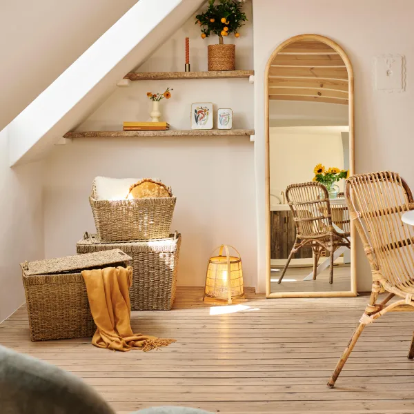 Rubberwood Espelho Natural>CASA Sale